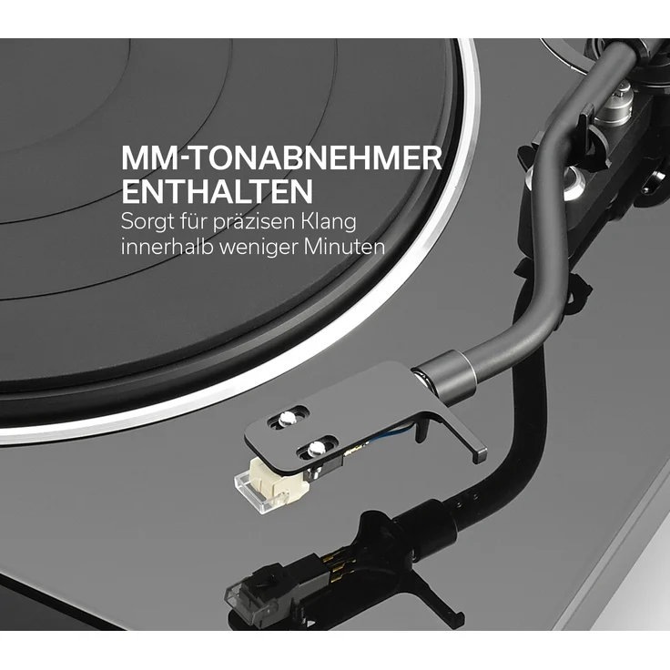 Denon DP400BKEM Plattenspieler (Riemenantrieb, Tonarmlift, eingebauter Vorverstärker, S-Tonarm) Schwarz – Bild 9
