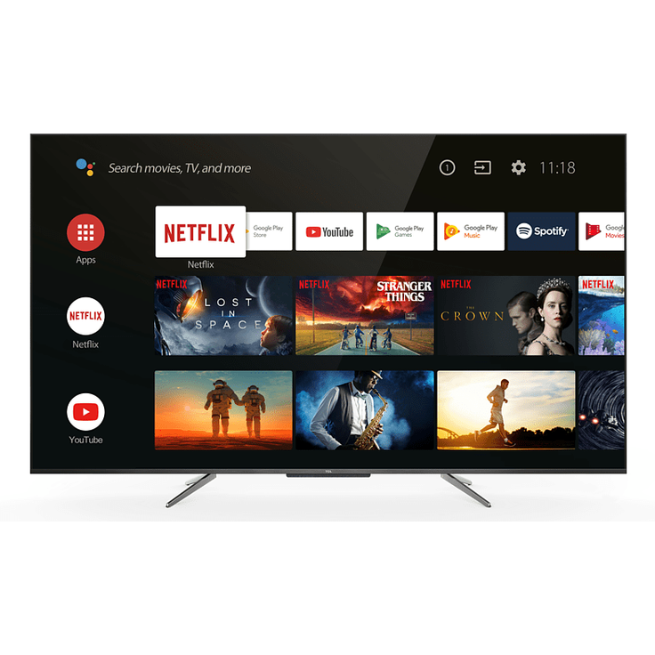 TCL 65AC710 164 cm (65 Zoll) QLED Smart TV QLED (Ultra HD, HDR) HD-Triple-Tuner (Sat, Antenne, Kabel) Energieklasse G (DE-Modell)