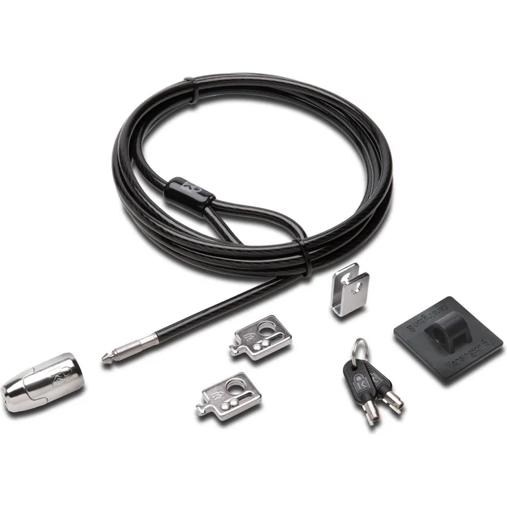Kensington K64424WW MicroSaver Schließsystem (für Desktop- und Peripheriegeräte 2.0 mit 5 mm Schlüsselsystem, Carbonstahl-Kabel und mehrteiligem Sicherheitssystem, 2,4 m Länge)
