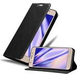 cadorabo Hülle für Samsung Galaxy J3 2018 in NACHT SCHWARZ, Handyhülle mit Magnetverschluss, Standfunktion und Kartenfach, Case Cover Schutzhülle Etui Tasche Book Klapp Style