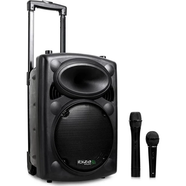 Ibiza 15-6018 Mobile Beschallungsanlage 25 cm (10 Zoll) mit USB-MP3, BT, REC, VOX, 1 VHF und 1 Kabelmikrofon, 500W – Bild 1