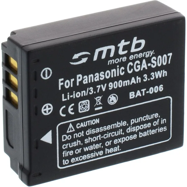 Ersatz-Akku CGA-S007/DMW-BCD10 für Panasonic Lumix DMC-TZ5, TZ11, TZ15, TZ50