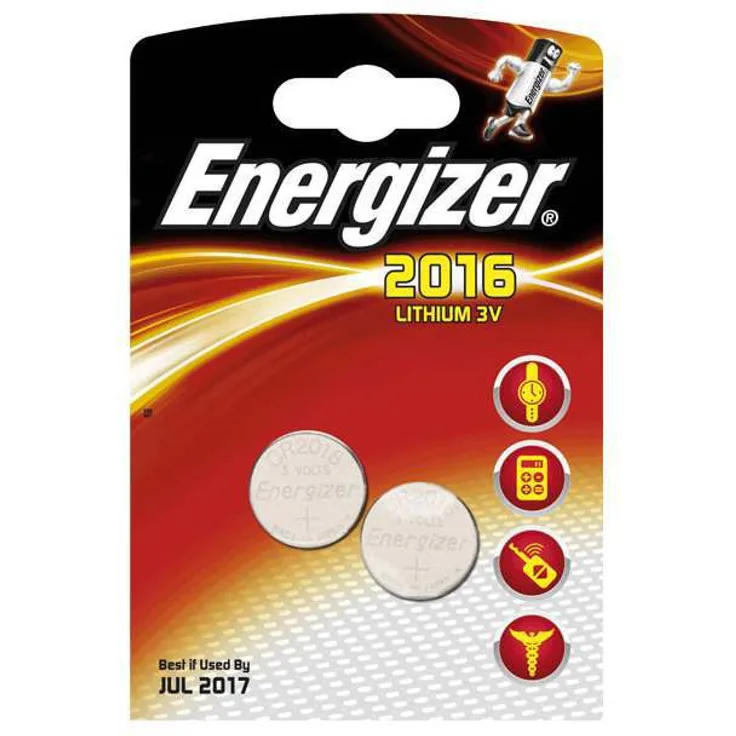 Energizer CR2016 Batterien, Lithium Knopfzelle, 2 Stück