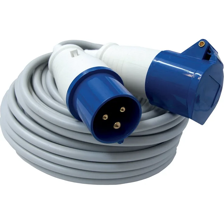 Electraline 46147, Verlängerung Industriel - 10 m Kabel - IP44 Außenbereich- Industrie-Kaltgerätesteckdosen 3-poliger Stecker geeignet für Caravan