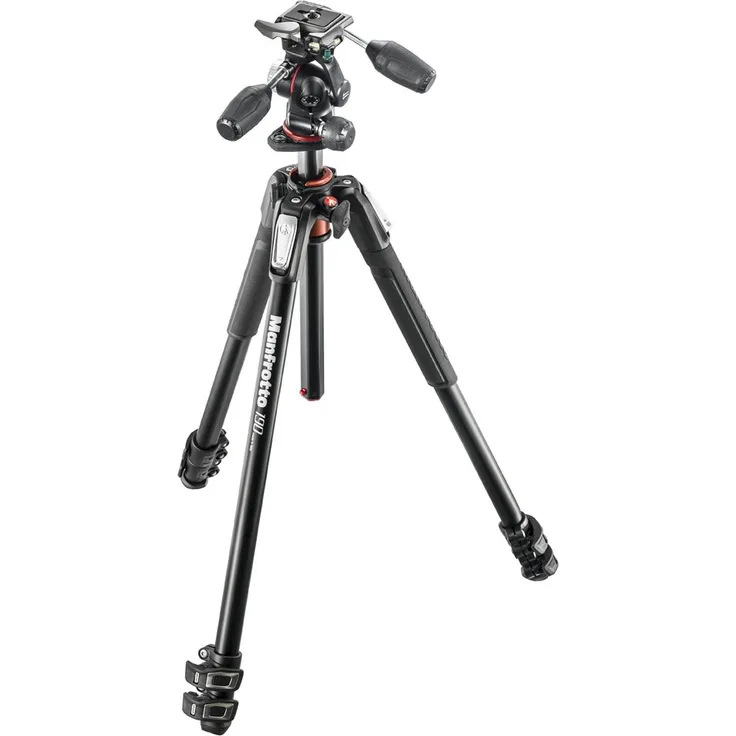 Manfrotto, Aluminium-Stativ-Set mit 3-Wege-Kopf, schwarz, 3-Section
