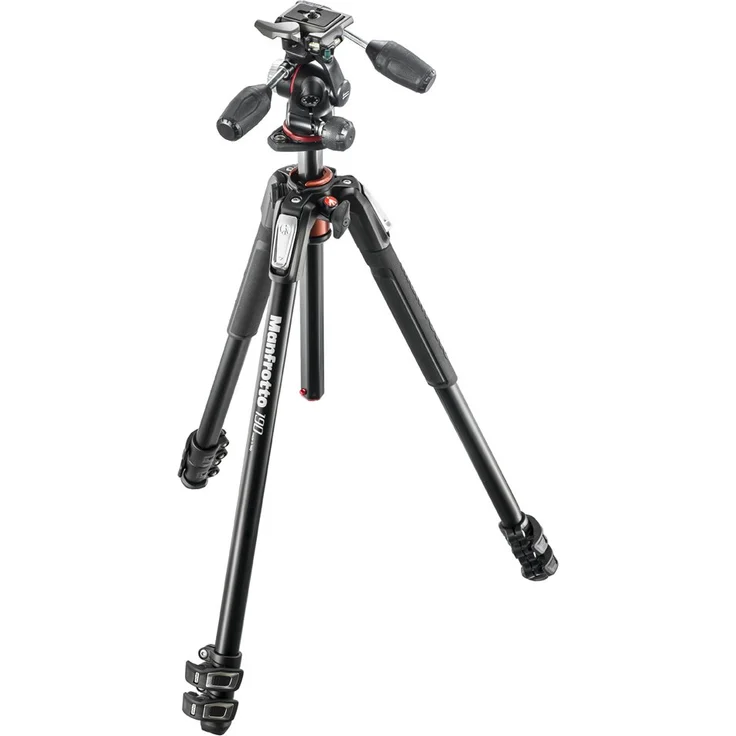Manfrotto, Aluminium-Stativ-Set mit 3-Wege-Kopf, schwarz, 3-Section