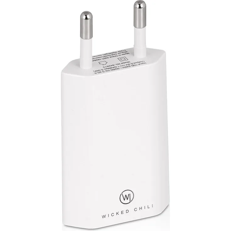 Wicked Chili Pro Series 5W Netzteil (1,0 Ampere) Ultra Slim USB-Ladegerät, geeignet für Apple iPhone 11, XR, XS, X, 8, 7, 6, 5, SE Gen 1, weiß