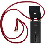 cadorabo Handykette für Nokia 3.1 Plus in RUBIN ROT, Silikon Necklace Umhänge Hülle mit Gold Ringen, Kordel Band Schnur und abnehmbarem Etui Schutzhülle