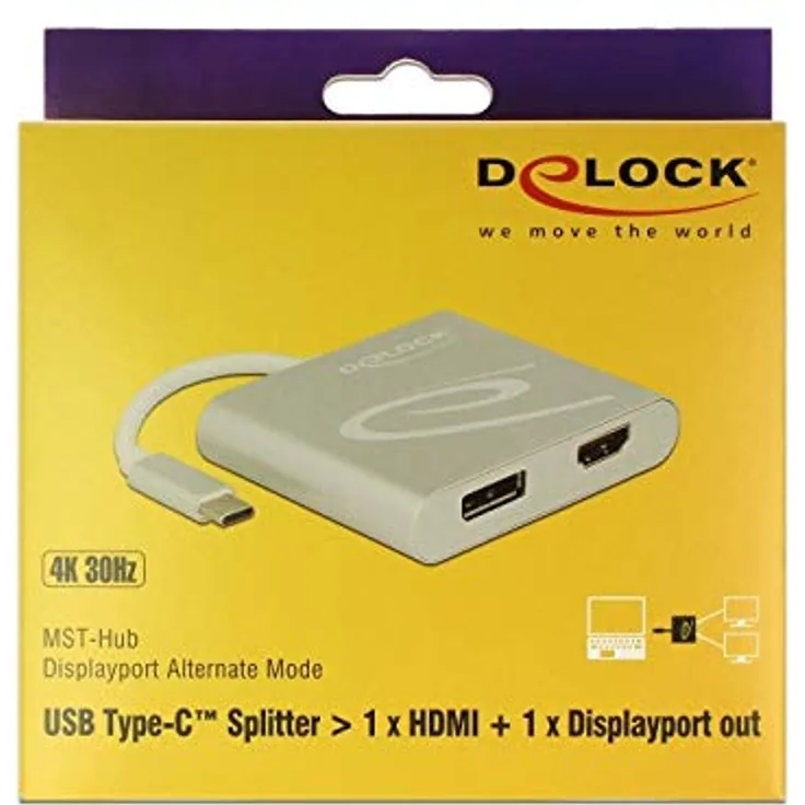 DeLOCK Splitter USB Type-C Stecker > 1 x HDMI 1 x DP Buchse DP-Alt Mode