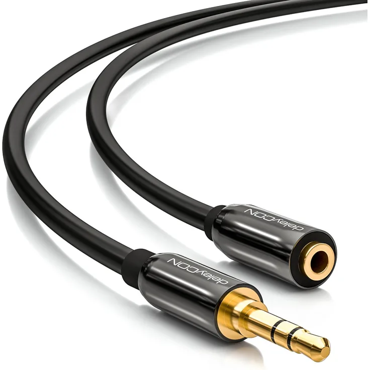 deleyCON PREMIUM 3m HQ Stereo Audio Klinken Verlängerungskabel - 3,5mm Klinken Buchse zu 3,5mm Klinken Stecker - METALL - vergoldet