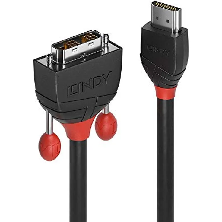 Lindy Black Line - Videokabel - Single Link - HDMI / DVI - HDMI (M) bis DVI-D (M) - 3 m - abgeschirmt - Grau - rund