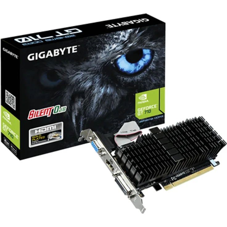 Gigabyte GeForce GT 710 passiv, 2GB DDR3, VGA, DVI, HDMI (GV-N710SL-2GL)