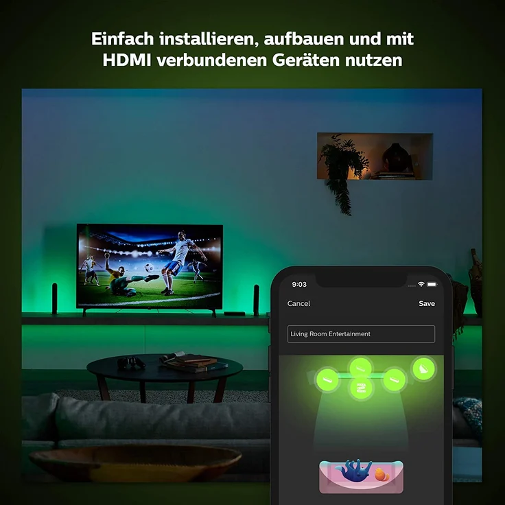 Philips Hue Play HDMI Sync Box, Synchronisation mit Heimkino, bis zu 4 HDMI-Geräte, 7 W, 240 V, schwarz – Bild 4