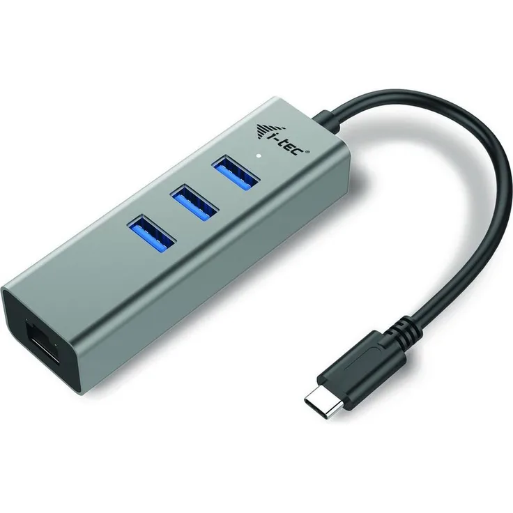 I-TEC USB-C Metal 3-Port HUB mit Gigabit Ethernet Adapter 1x USB-C auf RJ-45 3x USB 3.0 Port LED-Anz