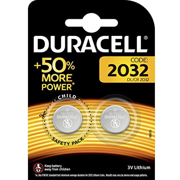 Duracell Specialty 2032 Lithium-Knopfzelle 3 V, 2er-Packung (CR2032 -DL2032 entwickelt für die Verwendung in Schlüsselanhängern, Waagen, Wearables und medizinischen Geräten. – Bild 1