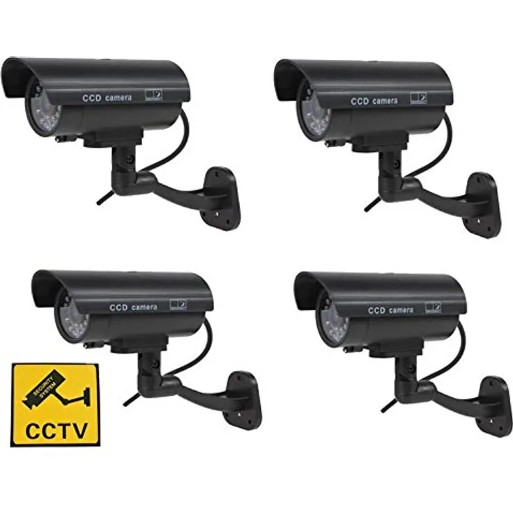 BW Qualität Dummy Fake Outdoor Indoor CCTV Sicherheit Kamera Blink W/LED 4 Stück