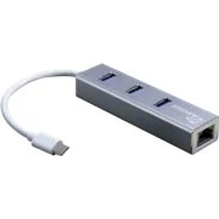Inter-Tech Argus IT-410-S Adapter USB-Typ C - GbitLAN inkl. 3X USB 3.0 Hub
