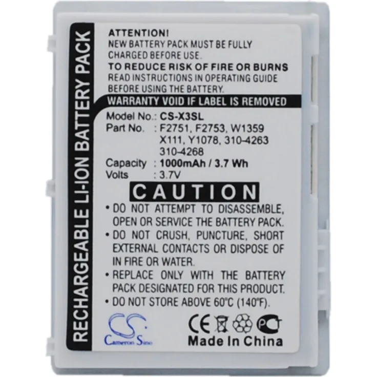 Ersatzakku - CS-X3SL - DELL Axim X3 / X1111 - 3,7 Volt 1000mAh Li-ion