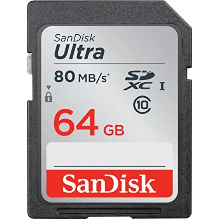 SanDisk Ultra SDXC I 64 GB bis zu 80 MB-Sek, Class 10 Speicherkarte [Standardverpackung]