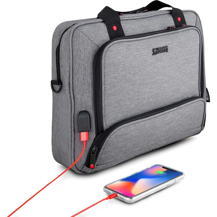 Urban Factory Mixee Laptoptasche 35,6 cm (14 Zoll) Aktenkoffer Grau, Pink - Laptoptaschen (Aktenkoffer, 35,6 cm (14 Zoll), Schultergurt, 675 g, Grau, Pink)