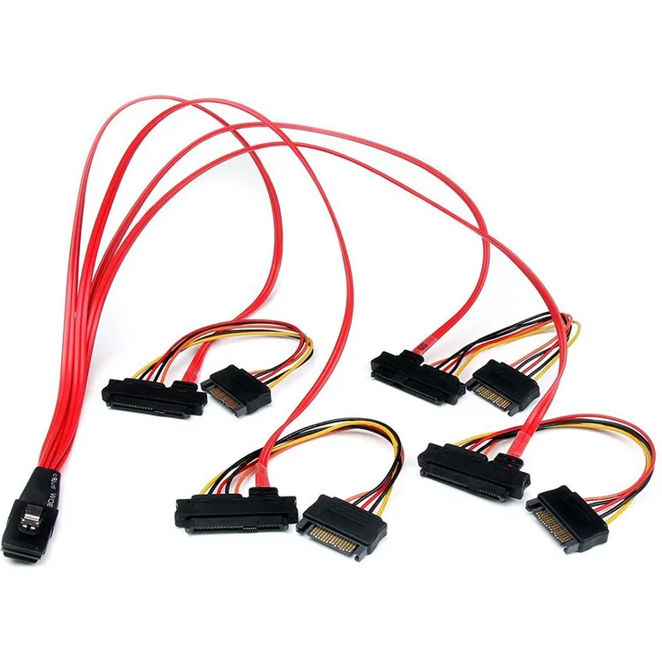StarTech.com Internal Serial Attached SCSI Mini SAS Cable - Internes SAS-Kabel (Serial Attached SCSI) - SAS 6Gbit/s - 36 PIN 4iMini MultiLane - 15 PIN SATA Power, interne SAS, 29-polig (SFF-8482) - 50cm - Rot (SAS808782P50)