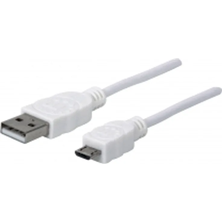 Manhattan Hi-Speed - USB-Kabel - USB Typ A, 4-polig (M) - 5-polig Micro-USB Typ B (M) - 1,8m (USB/USB2.0) - geformt - weiß (324069)