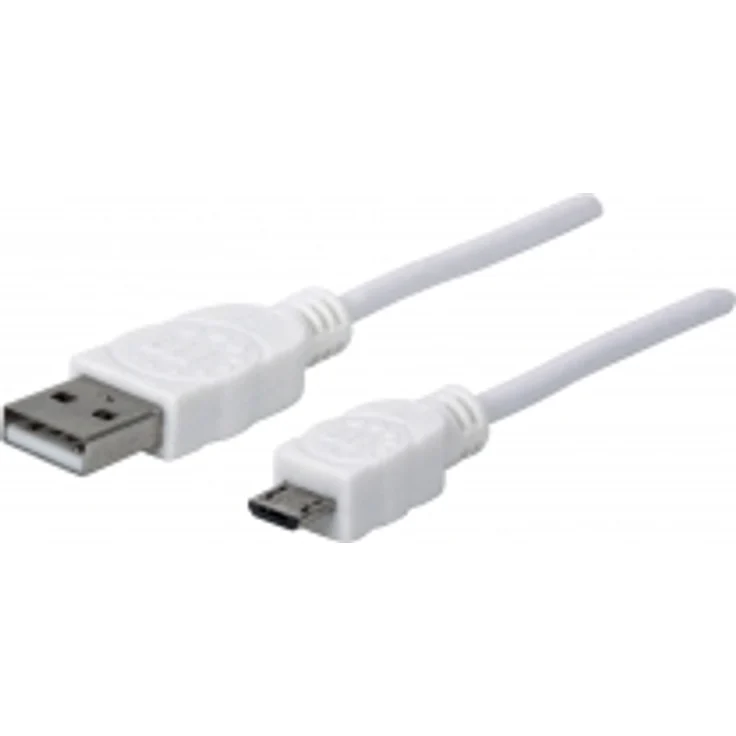 Manhattan Hi-Speed - USB-Kabel - USB Typ A, 4-polig (M) - 5-polig Micro-USB Typ B (M) - 1,8m (USB/USB2.0) - geformt - weiß (324069) – Bild 1