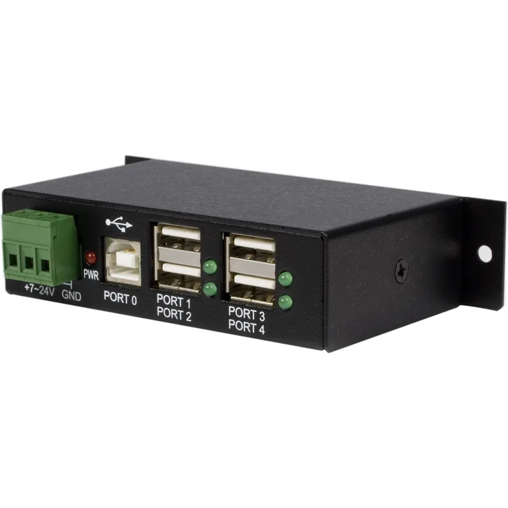 StarTech.com Industrieller 4 Port USB 2.0 Hub - Montierbarer USB Metall Hub in Schwarz - 4x USB-A (Buchse) 1x USB-B (Buchse)