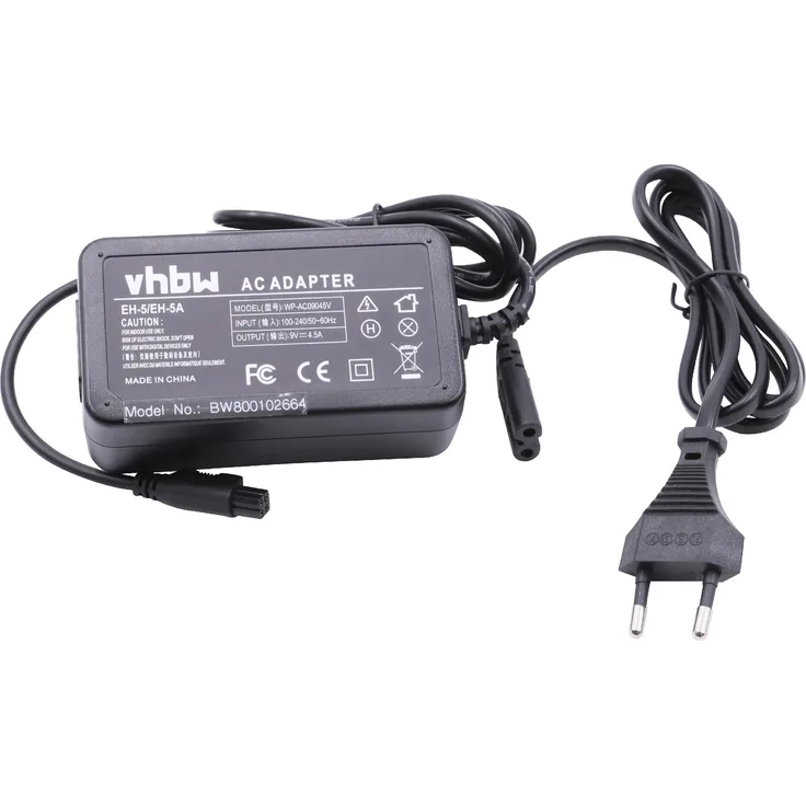 vhbw Kamera-Netzteil Netzkabel passend für Nikon D100, D300, D300s, D50, D70, D700, D70s, D80, D90 Kamera, Digitalkamera, DSLR, 2m