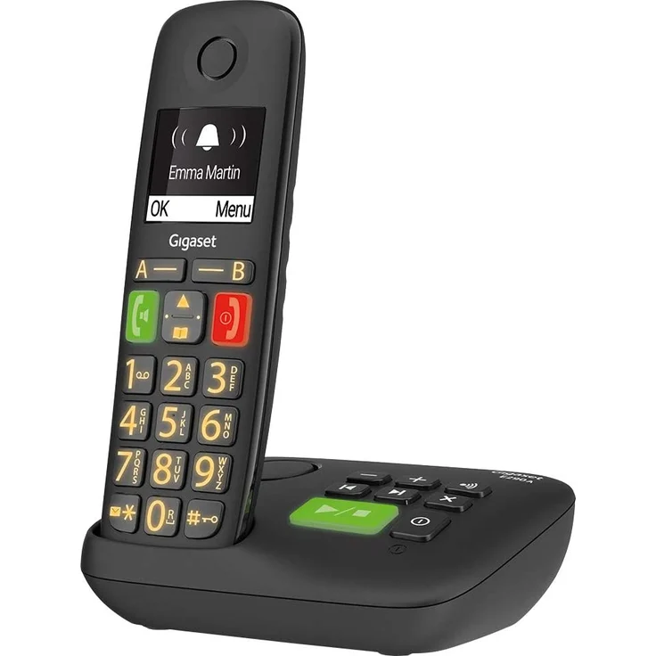 Gigaset E290A Duo 2 schnurlose, analoge DECT-Telefone, mit Anrufbeantworter, großen Tasten und großem Display, Analog-Telefon, schwarz – Bild 5