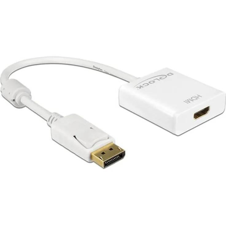 Delock Adapter Displayport 1.2 Stecker > HDMI Buchse 4K Aktiv weiß
