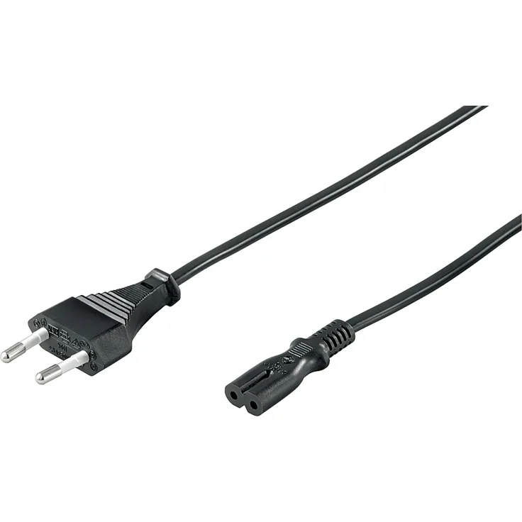 Goobay 95039 Euro Anschlusskabel, Netzkabel, Stromkabel, 2 adrig, Eurostecker (Typ C, E 7-16) > Gerätebuchse C7, 5m, schwarz
