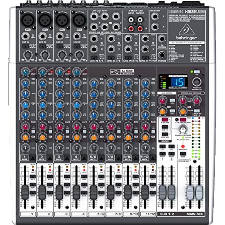 Behringer XENYX X1622USB 16-Kanal 2/2 Bus Mischpult mit XENYX Mic Preamps, 1-knob Kompressoren, 24-bit Multi-FX und USB Audio Interface – Bild 1