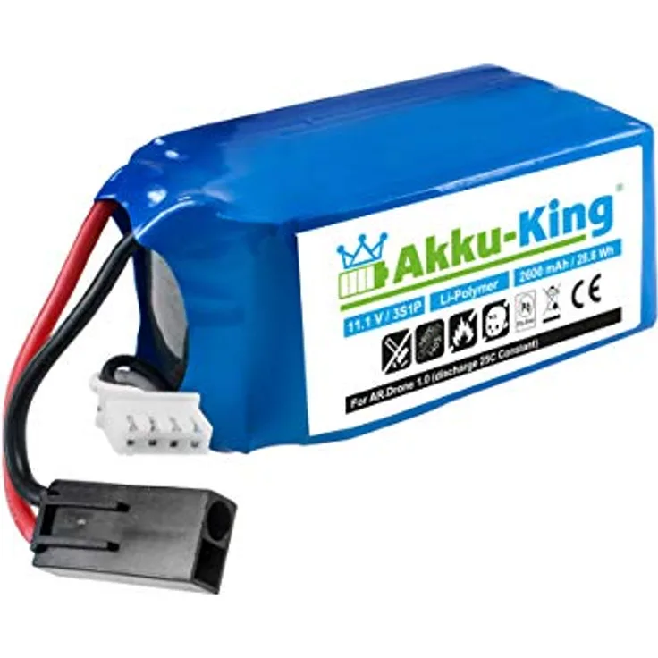 Akku-King Akku kompatibel mit Parrot AR.Drone 1.0, AR Drone Quadrocopter - Li-Polymer 2600mAh 11.1V