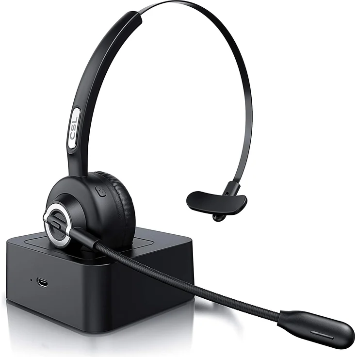 CSL kabelloses Headset mit Ladestation, schwarz – Bild 1