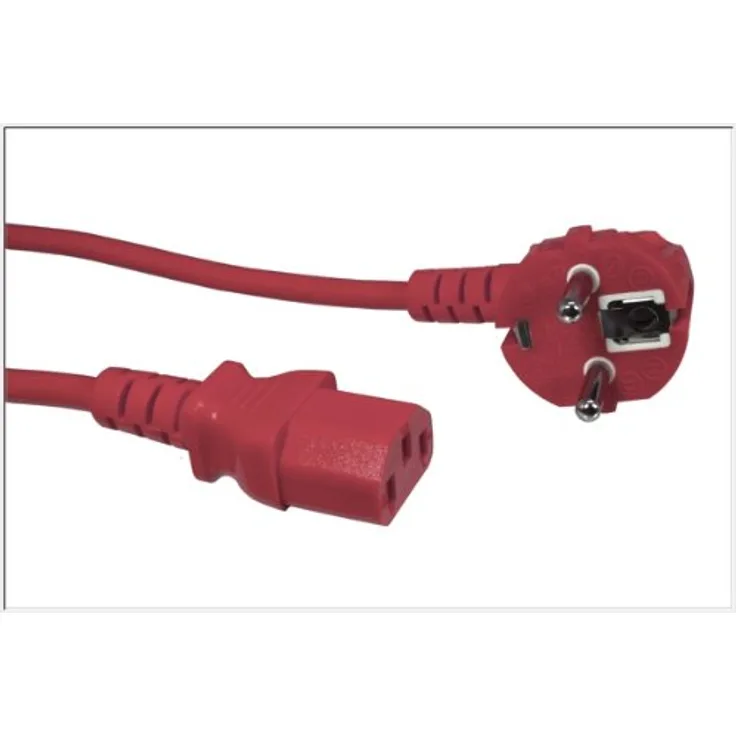 Unbekannt – Netzkabel 1.80 m VDE, yp-22/yc-12, 0,75 mm² Schuko 90 ° nach IEC 60320 (C13), Rot