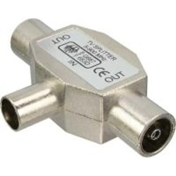 InLine 69914A Antenne T-Verteiler für Radio, 1x Koax Stecker an 2x Koax Buchse