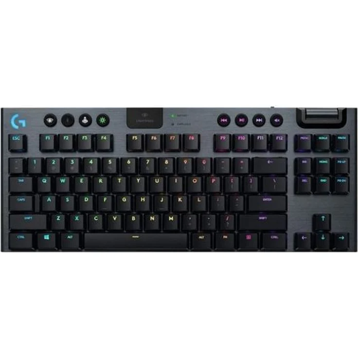 Logitech G915 TKL Tenkeyless LIGHTSPEED Wireless RGB Mechanical Gaming Keyboard - Tastatur - backlit - USB, Bluetooth, LIGHTSPEED - QWERTY - USA International - GL Clicky - Kohle (920-009537) – Bild 1