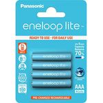 Panasonic eneloop lite, Ready-to-Use Ni-MH Akku, AAA Micro, 4er Pack, min. 550 mAh, 3000 Ladezyklen, geringe Selbstentladung