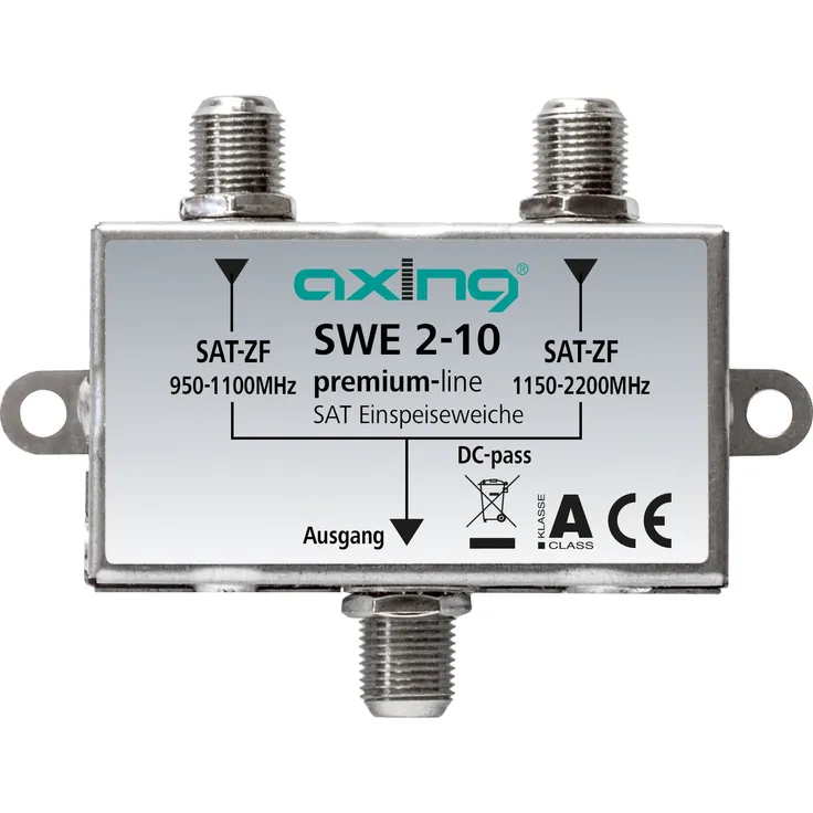 Axing SWE 2-10 SAT-Einspeiseweiche für DVB-S Modulator SKM-1-07 zum Zusammenschalten von 2 SAT-Signalen Metall