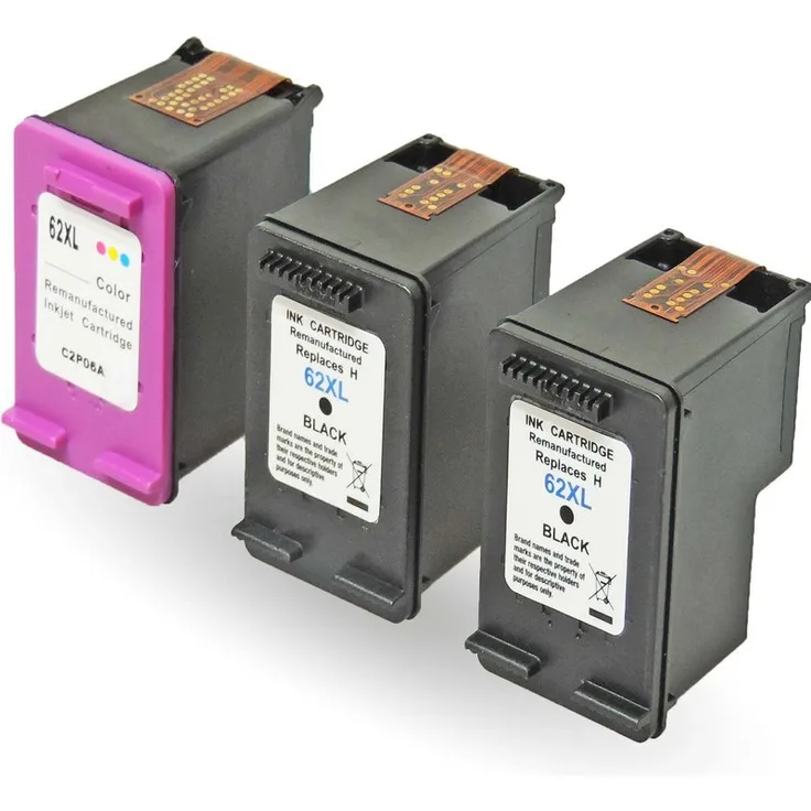 Wiederbefüllt 3er Set HP C2P05AE / 62XL BK + C2P07AE / 62XL C Druckerpatronen wiederbefüllt 2x Black + 1x alle Farben von Gigao