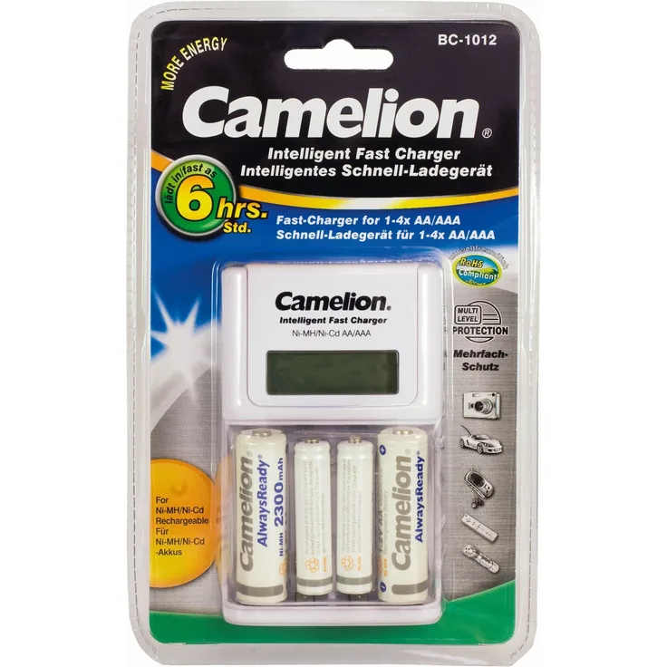 Camelion 20101012 Stecker Ladegerät (inkl. 2 x NiMH Always Ready Akku AA, Mignon, 2300 mAh, 2 x NiMH Always Ready Akku AAA, Micro, 800 mAh)