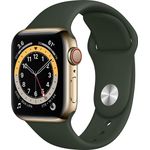 Apple Watch Series 6 Smartwatch GPS + Cellular, 40mm, Edelstahlgehäuse Gold, Sportarmband Zyperngrün