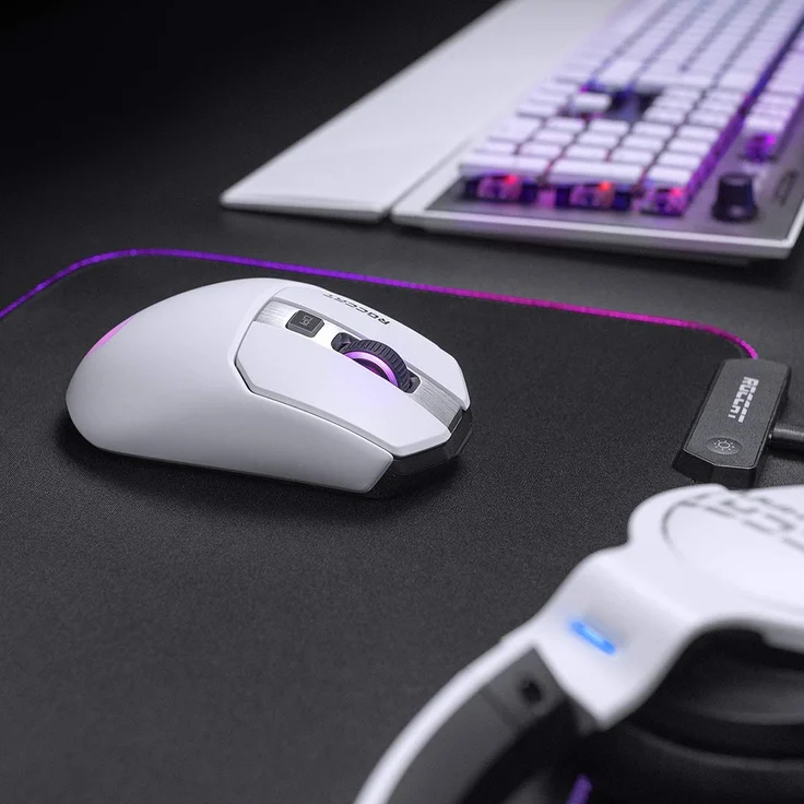 Roccat Kain 202 AIMO RGB Gaming Maus (16.000 DPI Owl-Eye Sensor, Kabellos, Titan Click Technologie), weiß – Bild 5