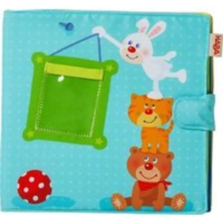 HABA 303143 - Baby-Fotoalbum Spielgefährten2 | Album aus Stoff mit 10 Seiten | Einstecktaschen für 8 Fotos im Format 10 x 15 cm | Ab 12 Monaten