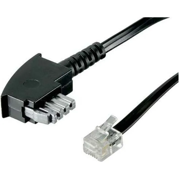 Goobay 50307 TAE-N Anschlusskabel (International), TAE-N-Stecker auf RJ11-Buchse (6P2C), schwarz, 6m