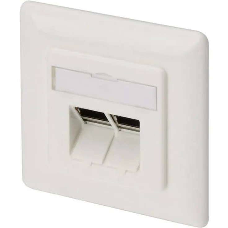 Digitus DN-9008 Netzwerkdose Unterputz Einsatz mit Zentralplatte und Rahmen CAT 6a 2 Port Reinweiß