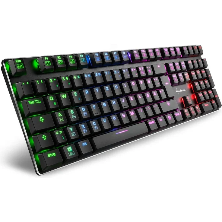 Sharkoon PureWriter RGB Red - Tastatur - Hintergrundbeleuchtung - USB - Deutsch QWERTZ - Kailh Red (4044951021451) – Bild 1