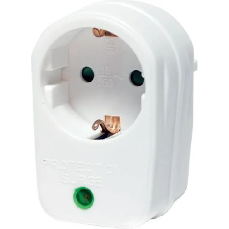 Logilink PA0078 Steckdosenadapter mit Überspannschutz, 230 V, Weiß