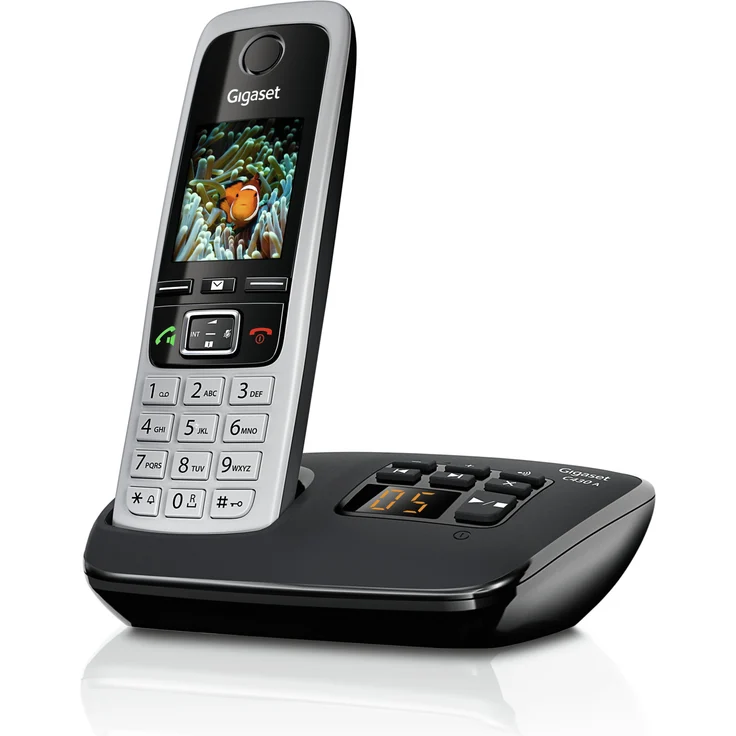 Gigaset C430A Schnurloses Telefon mit Anrufbeantworter (DECT Telefon mit Freisprechfunktion, klassisches Mobilteil mit TFT-Farbdisplay) schwarz-silber – Bild 3